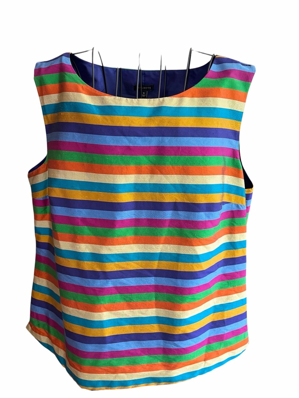 Talbots Rainbow Striped Silk Lined Career Layering Tank Top Women's Plus Size 16
